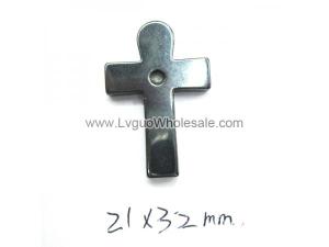 Hematite Cross Pendant 21x32mm